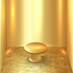 Vector abstract golden room with gold floor and walls