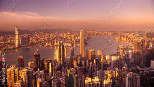 Board z aluminiowym obramowaniem Hongkong zachód słońca