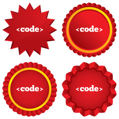Code sign icon. Programming language symbol.