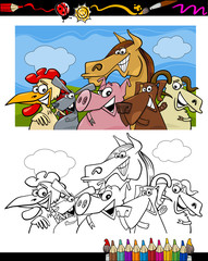 Wall Mural - farm animals cartoon for coloring book