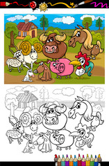 Wall Mural - cartoon farm animals for coloring book