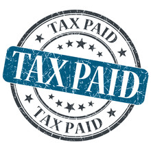 Tax Paid Blue Grunge Round Stamp On White Background