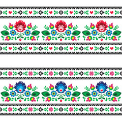 Wall Mural - Seamless Polish folk pattern with flowers