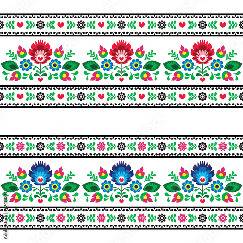 Naklejka - mata magnetyczna na lodówkę Prosty polski wzór ludowy z kwiatami