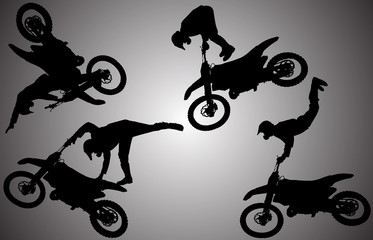 Wall Mural - Vector silhouette of motocross.