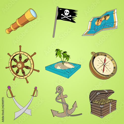 Plakat na papierze fotorealistycznym 3d iconset piraten kreskówka