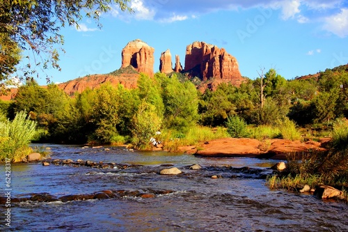 Fotoboard na płycie Widok z katedry rock i rzeki o zmierzchu, sedona, arizona, usa