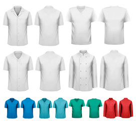 Set of white and colorful work clothes. Design template. Vector