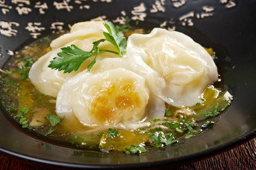 Canvas Print - potato and mushrooms dumplings .Dim Sum