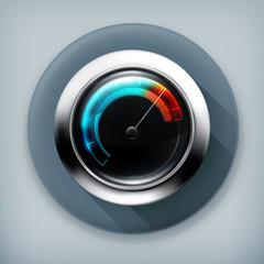 Sticker - Speedometer, long shadow vector icon