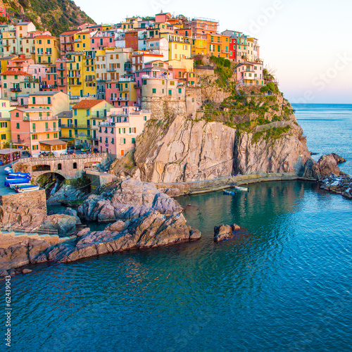 Naklejka ścienna Sunset in Manarona, Cinque Terre, Italy