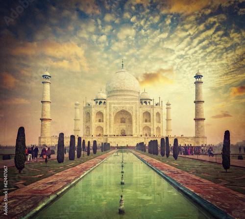 Fotoboard na płycie Taj Mahal na wschód słońca zachód słońca, agra, Indie