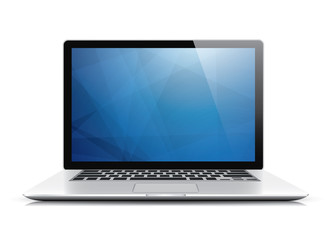 Fototapete - Laptop vector with blue abstract wallpaper isolated on white