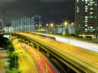 Highway in city at night