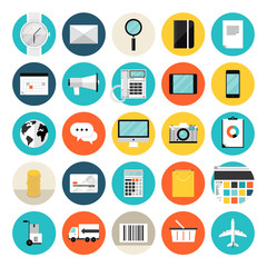 E-commerce and shopping flat icons