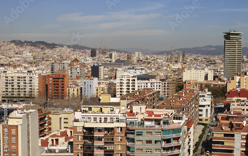 Board z aluminiowym obramowaniem Widok na Barcelonę. 