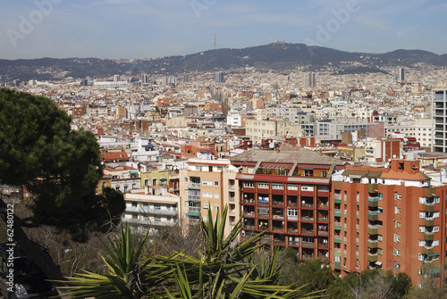 Board z aluminiowym obramowaniem Widok na Barcelonę. 