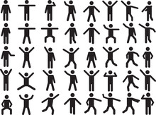 Set Of Active Human Pictogram Illustrated On White Background