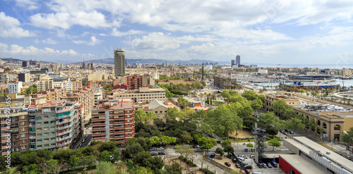 Board z aluminiowym obramowaniem Panorama miasta barcelona Hiszpania
