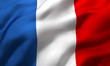 Leinwandbild Motiv Flag of France blowing in the wind. Full page French flying flag. 3D illustration.