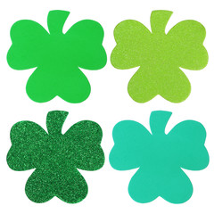 Wall Mural - Shamrock Clover Collection isolated on white. St. Patrick's Day.