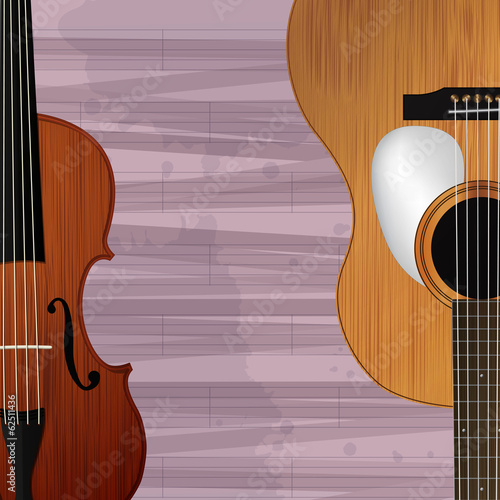 Obraz na płótnie canvas czteroczęściowy "tetraptyk" Ikona gitara i skrzypce