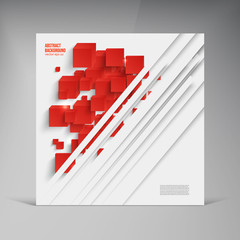 Wall Mural - Vector  square. Abstract background card and red. 3d