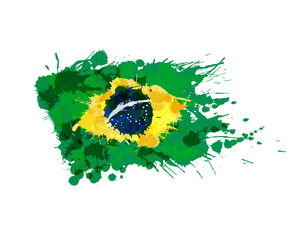 Wall Mural - Brazilian flag made of colorful splashes