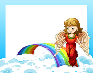 Poster - An empty template with a rainbow and an angel