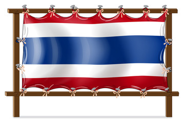 Wall Mural - The flag of Thailand attached to the wooden frame