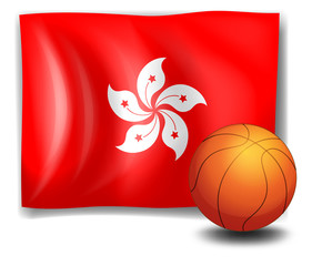 Wall Mural - A ball in front of the flag of Hongkong