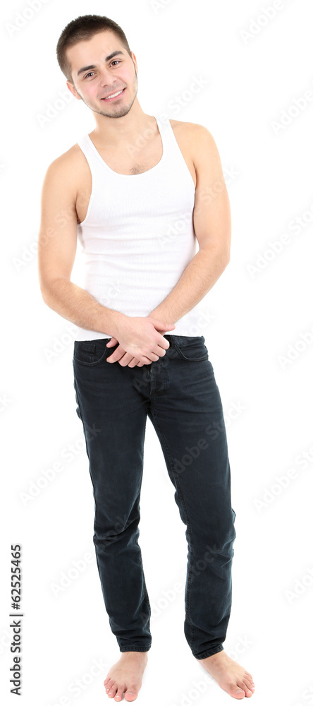 Handsome young man isolated on white