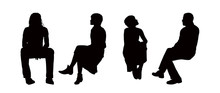 People Seated Outdoor Silhouettes Set 6