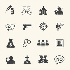  Simple Drug and Crime Icons set.