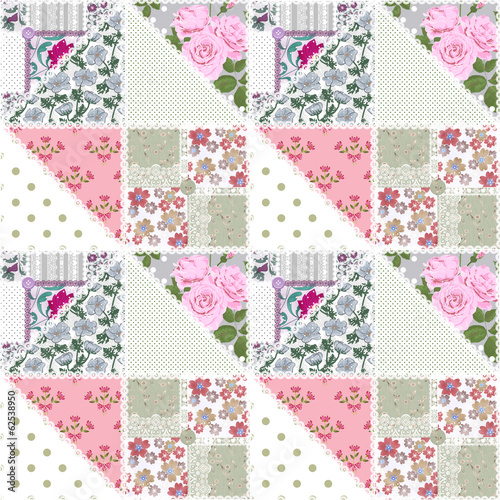 Board z aluminiowym obramowaniem Patchwork bez szwu kwiatowy wzór