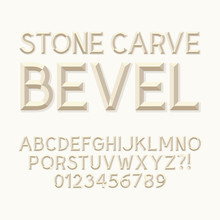 Stone Carve Bevel Alphabet And Numbers, Eps 10 Vector Editable