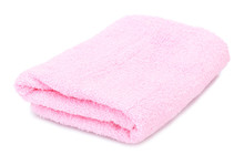 Pink Towel Isolated On White