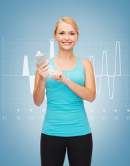 Poster - sporty woman with smartphone