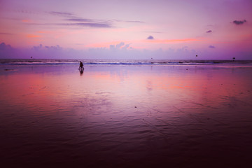 Fototapete - Sunset on Baga beach. Goa