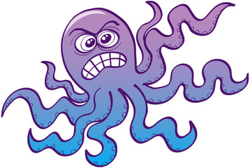 Angry octopus ready to attack