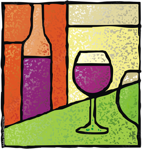 Naklejka na drzwi wine stained glass