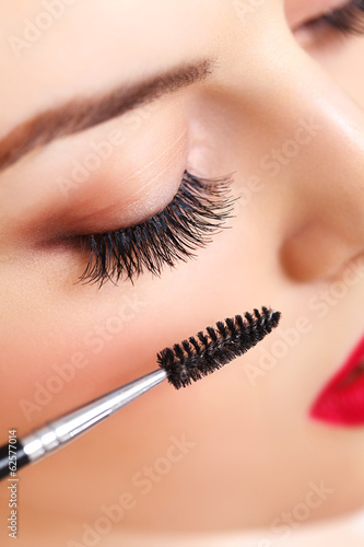 Fotomural Woman eye with beautiful makeup and long eyelashes. Mascara