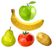 vegetables and fruits (apple, pear, banana, potato, tomato)