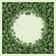 Ivy. Seamless Pattern With Round Frame