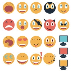 Wall Mural - Vintage set of glossy Emoticons