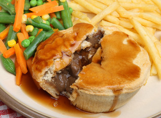 Canvas Print - Steak Pie with Chips and Vegetables