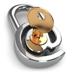 Poster - E-mail protection. At as lock and key.