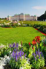 Poster - Vienna - Belvedere Palace with flowers - Austria