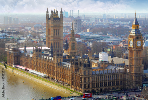 Board z aluminiowym obramowaniem Big ben i domy parlamentu, Londyn, Wielka Brytania