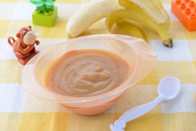 Banana Puree For Baby Nutrition In Bowl